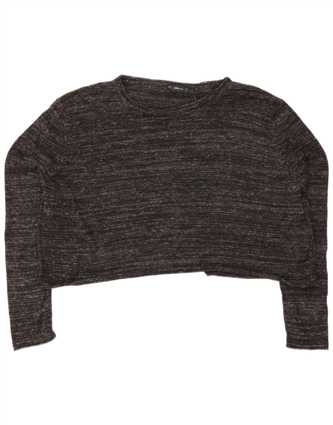 Damski krótki top oversize Zara z długim rękawem, UK 14, średnioszary, nakrapiany