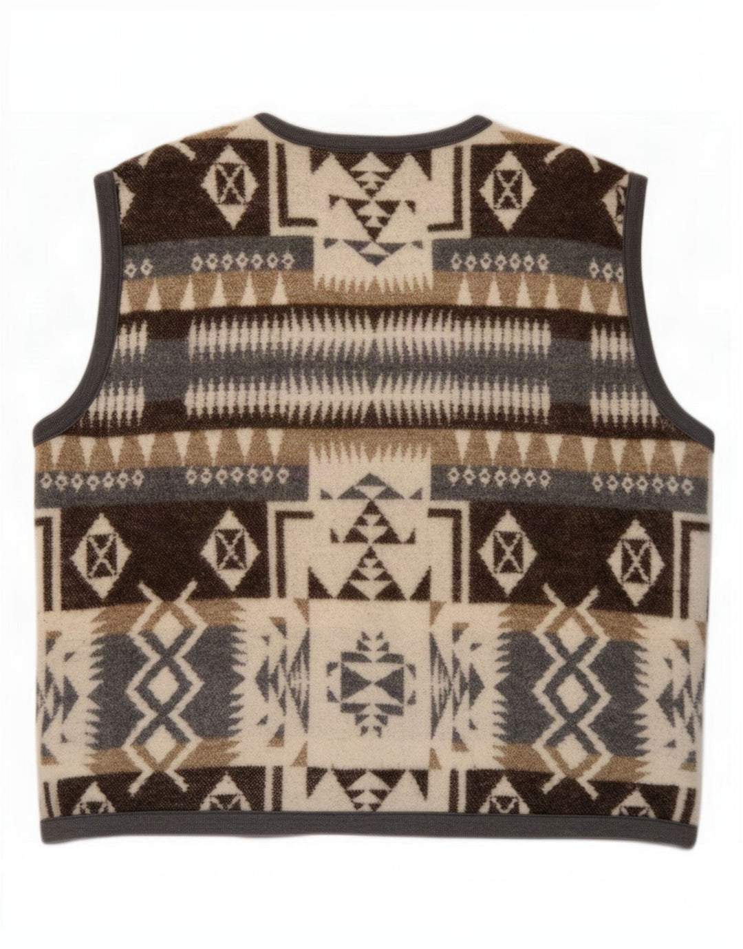Vintage męska kamizelka 2XL brązowa geometryczna wełna