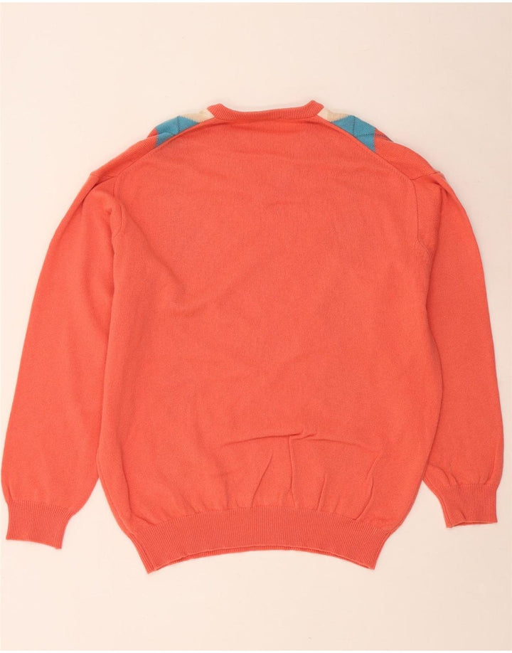 LYLE & SCOTT Męski sweter z dekoltem w kształcie litery V XL Pomarańczowy Argyle/Diament