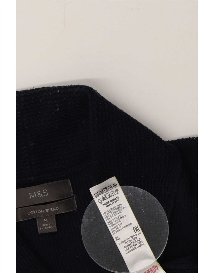 Marks & Spencer Męski sweter rozpinany, średni granatowy, poliester