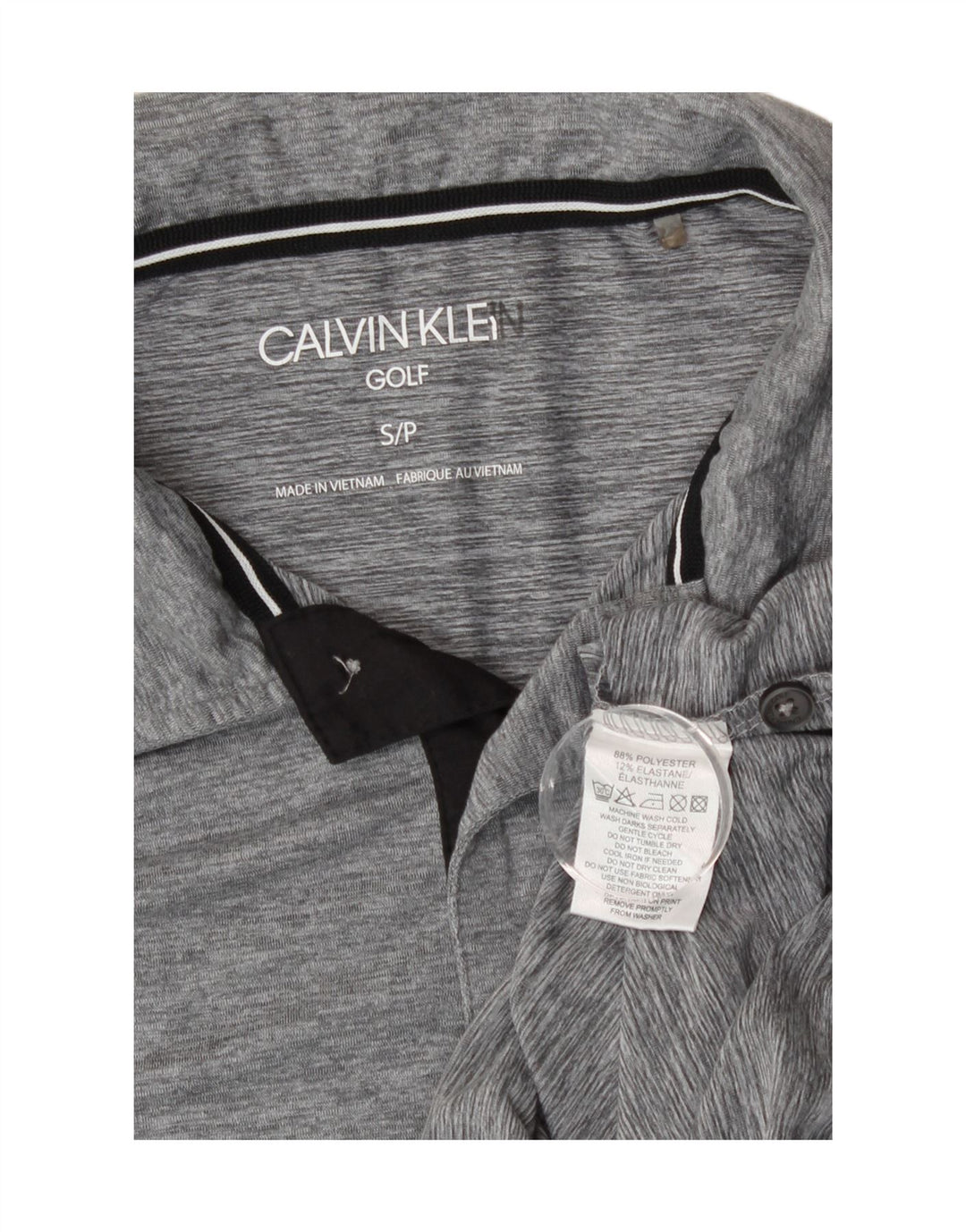 Męska koszulka polo do golfa Calvin Klein, mała, szara, nakrapiana, poliester