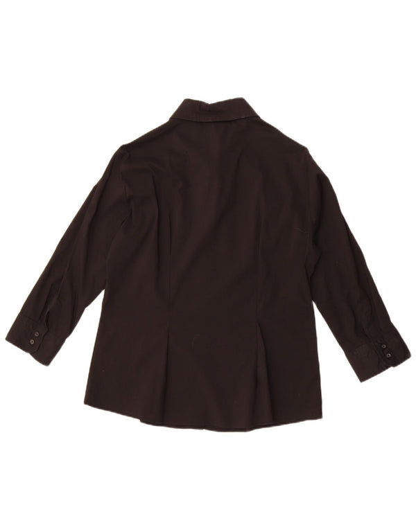 Damska bluzka koszulowa z rękawem 3/4 Zara UK 18 XL, czarna bawełna