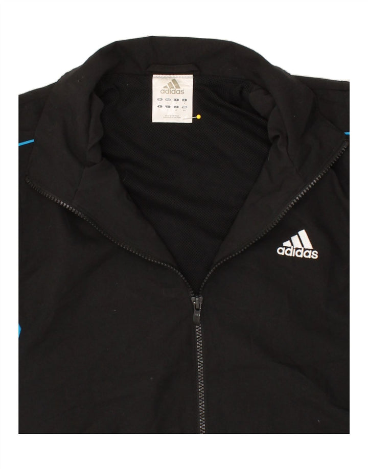 Męska kurtka dresowa ADIDAS z grafiką, mała, czarna, poliestrowa z blokami kolorów