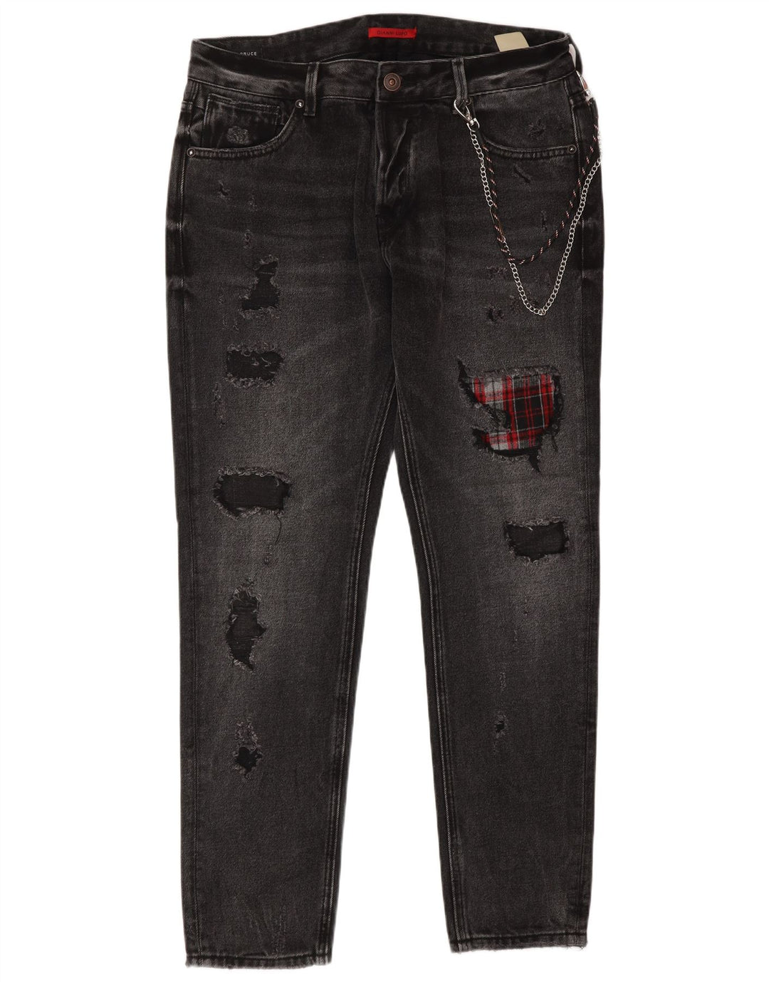 Gianni Lupo Męskie Bruce Distressed Slim Jeans IT 48 Medium W34 L30 Szary