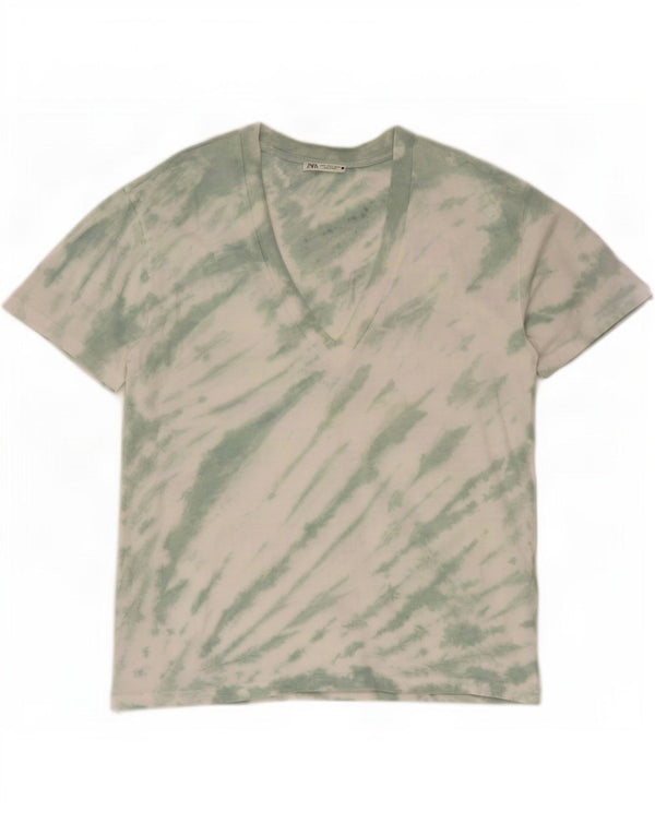 Damska koszulka oversize Zara Top UK 10 Small Green Tie Dye Cotton