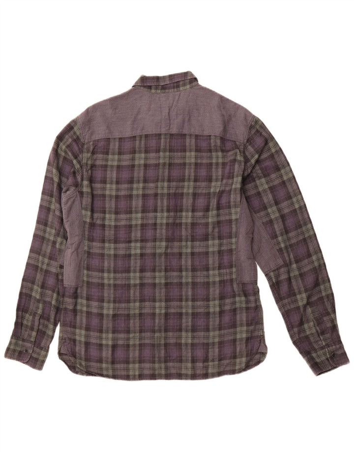 ALL SAINTS Męska koszula flanelowa w kratkę slim fit, duża, szara, poliestrowa kratka