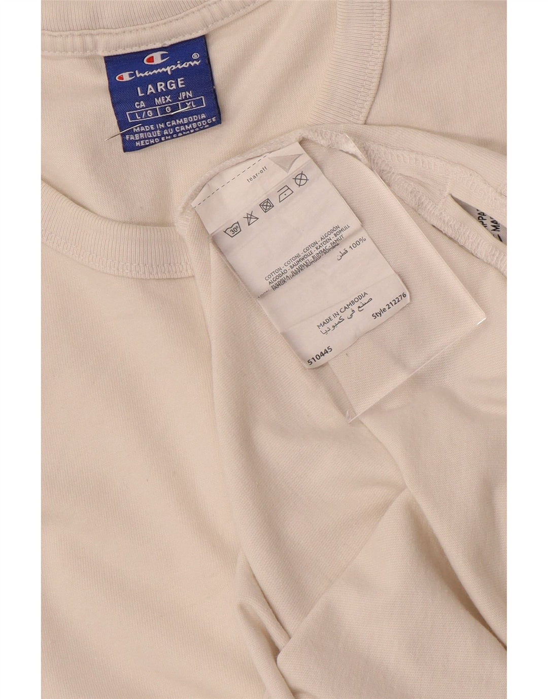 Męski T-shirt z grafiką CHAMPION, duży, biały, bawełniany