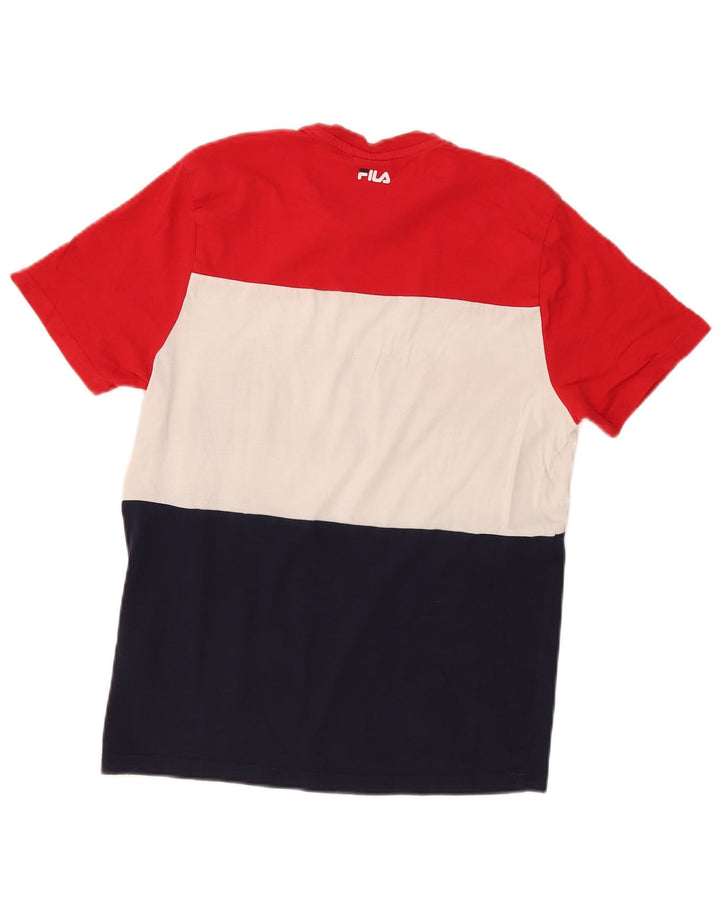 Męski T-shirt Fila z grafiką, mały, wielokolorowy, bawełniany z blokami kolorów