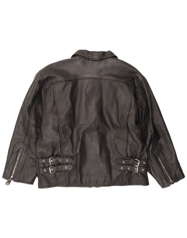 Vintage męska skórzana kurtka EU 54 2XL czarna skóra