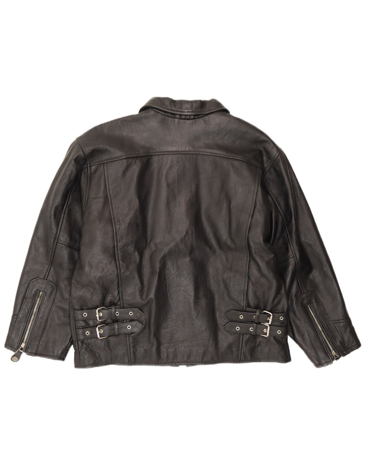 Vintage męska skórzana kurtka EU 54 2XL czarna skóra