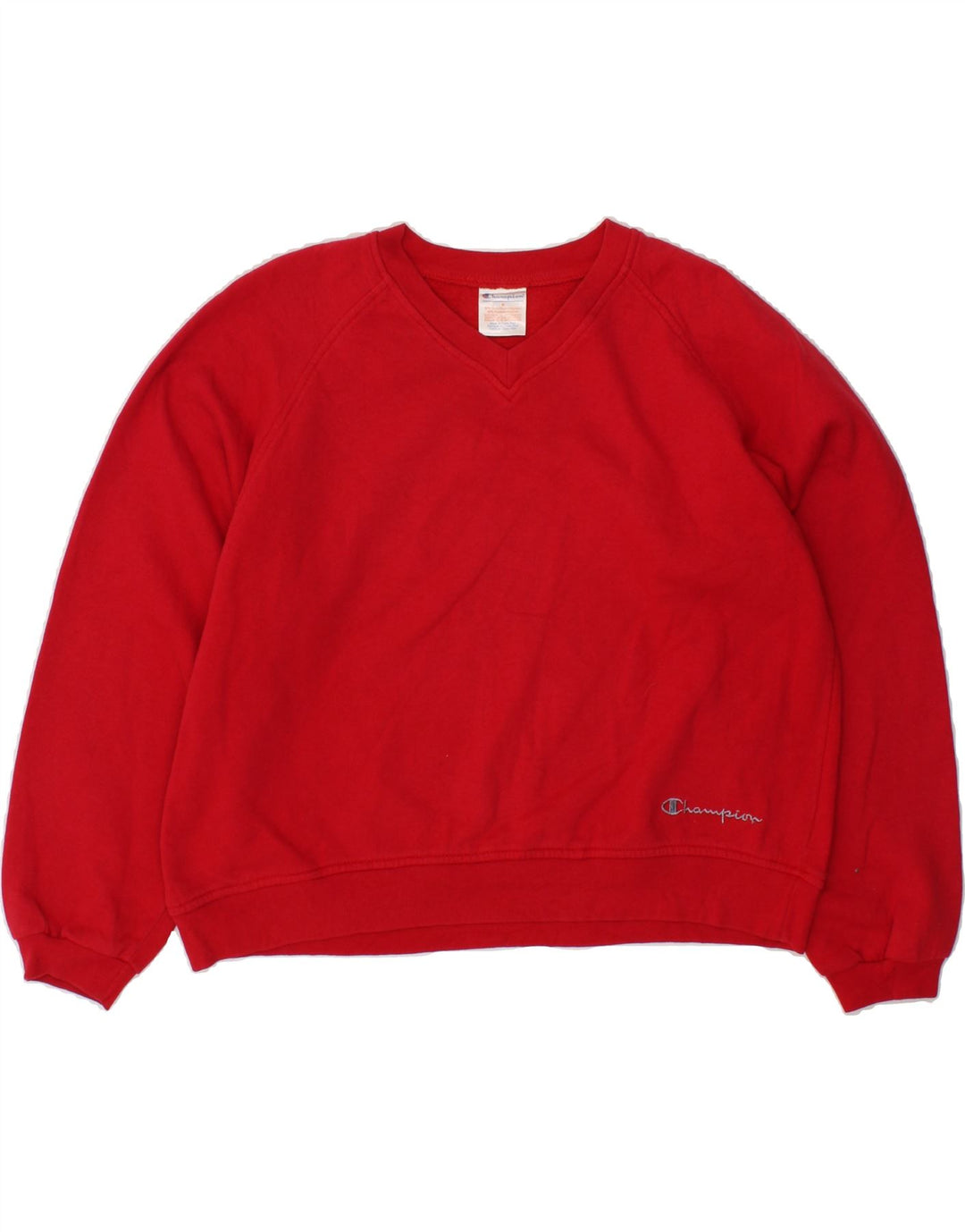 CHAMPION Womens Oversized Crop Sweatshirt Jumper UK 14 Medium Red Cotton Vintage Champion and Second-Hand Champion from Messina Hembry 