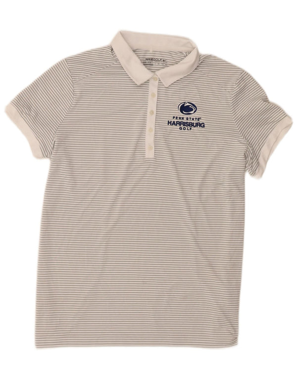 Damska koszulka polo Nike Dri Fit Graphic UK 20 2XL Biały poliester w prążki