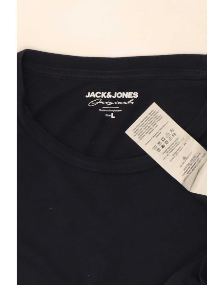 Męski top Jack & Jones z długim rękawem, duży, granatowy, bawełniany