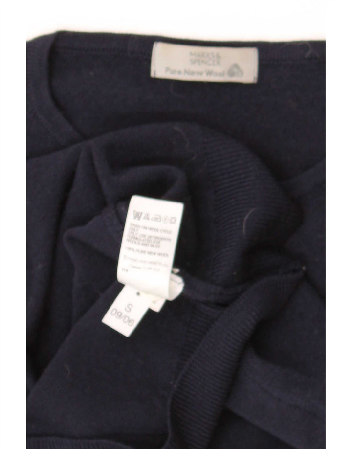 Marks & Spencer Damski sweter z okrągłym dekoltem UK 12 Średni granatowy wełniany