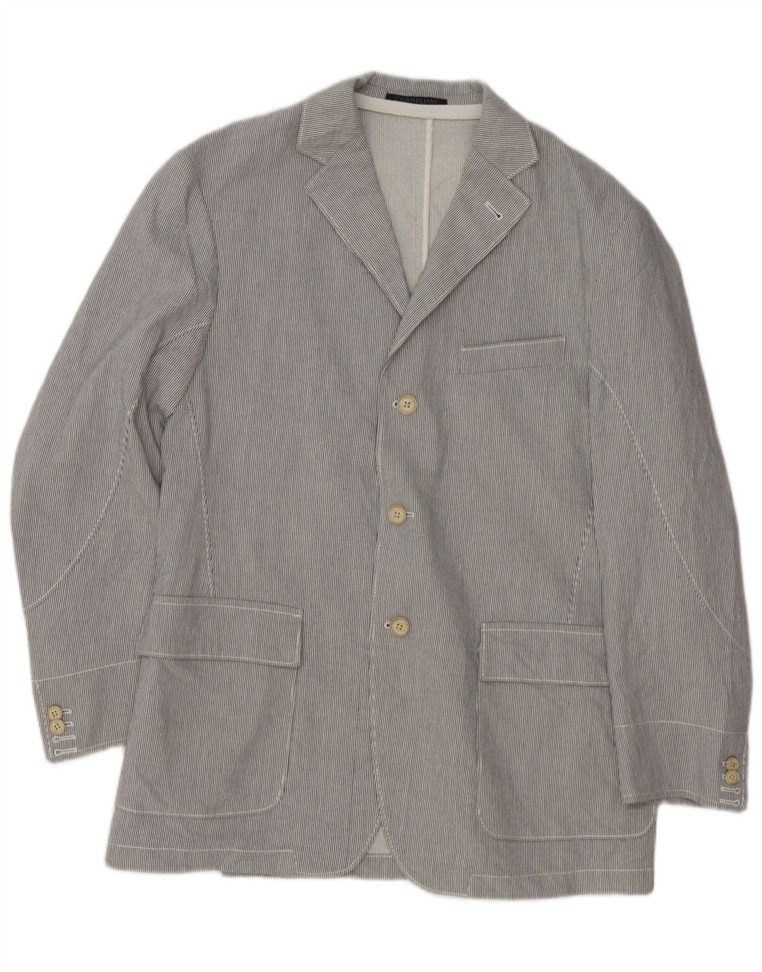 Męska marynarka Corneliani zapinana na 3 guziki UK 36 w małe szare prążki