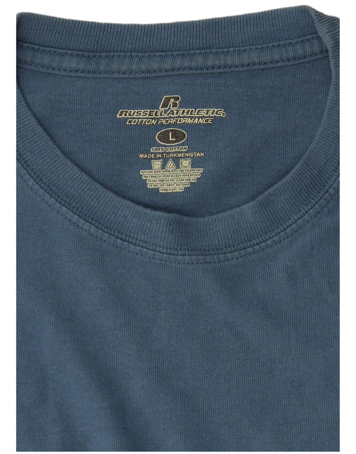 T-shirt męski Russell Athletic, duży, niebieski, bawełniany