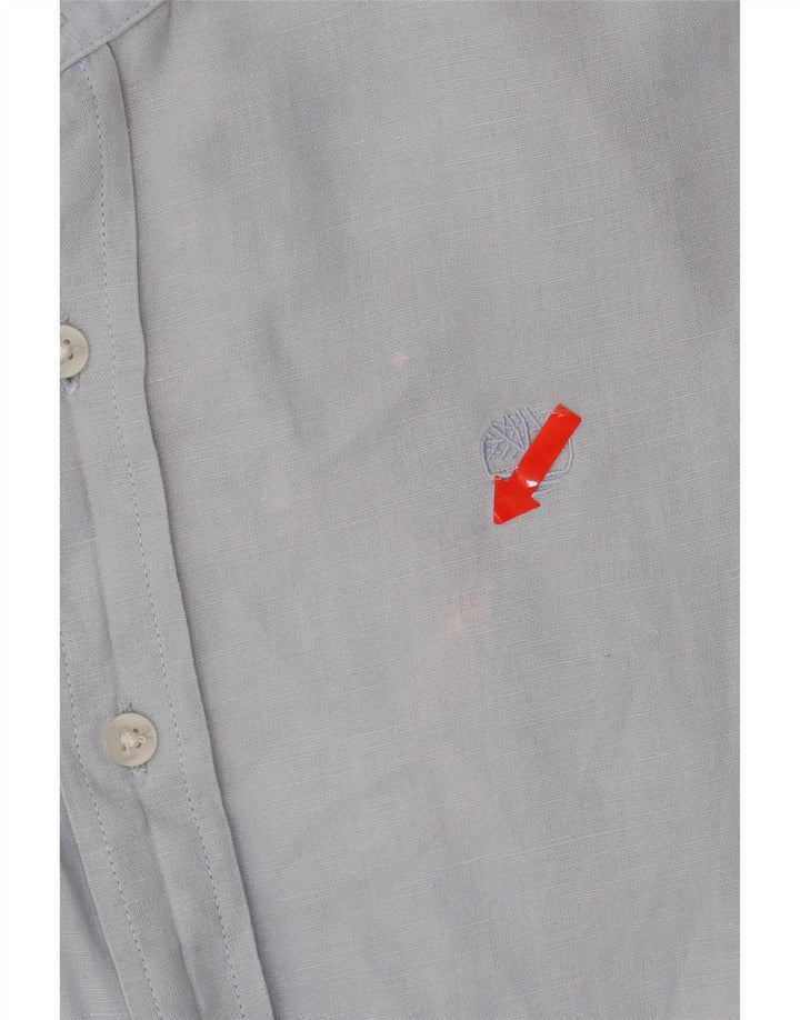 TIMBERLAND Mens Slim Fit Shirt Small Grey Linen Vintage Timberland and Second-Hand Timberland from Messina Hembry 
