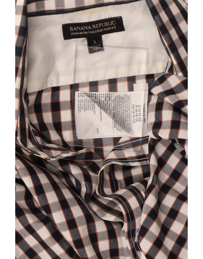 BANANA REPUBLIC Mens Shirt Size 14 1/2 Small Black Check Cotton Vintage Banana Republic and Second-Hand Banana Republic from Messina Hembry 