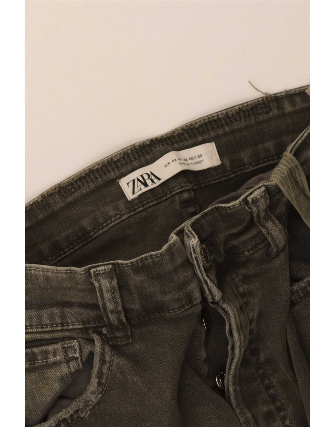 Męskie jeansy Zara w trudnej sytuacji EU 42 Medium W32 L27, bawełna khaki