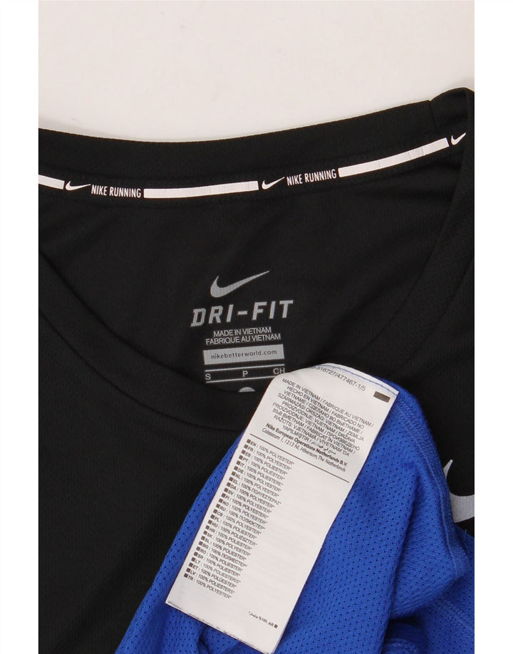 Męski T-shirt NIKE Dri Fit, mały, czarny poliester z blokami kolorów