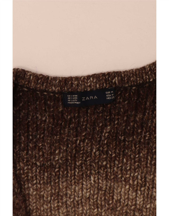 Sweter damski Zara Crop Cardigan UK 14 Średni brązowy wełniany