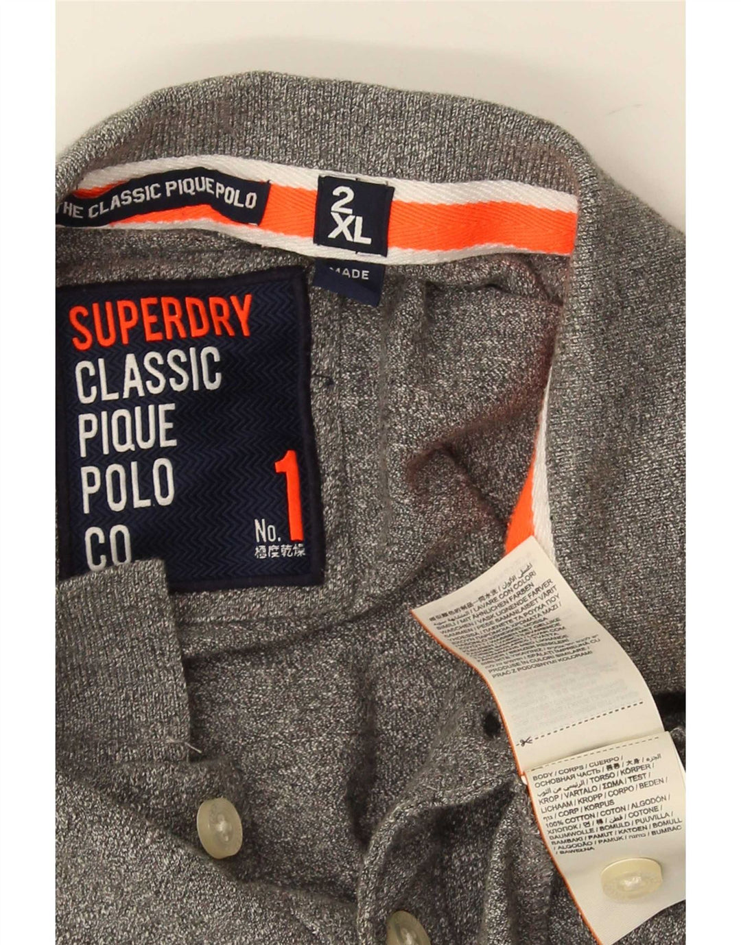 Męska koszulka polo Superdry 2XL, szara, bawełniana