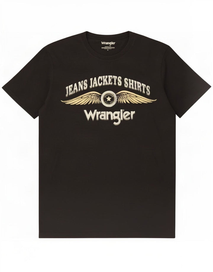 Męski T-shirt z grafiką Wrangler, bawełniany, średni czarny