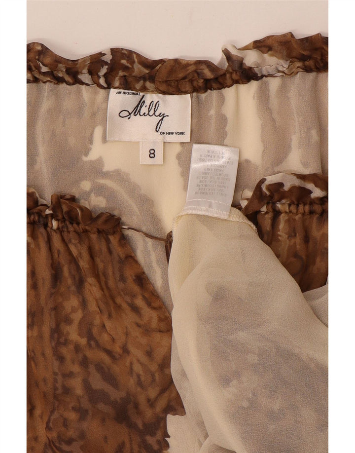 Damski top Milly z rękawami 3/4 i odkrytymi ramionami US 8, średni brązowy jedwab Paisley