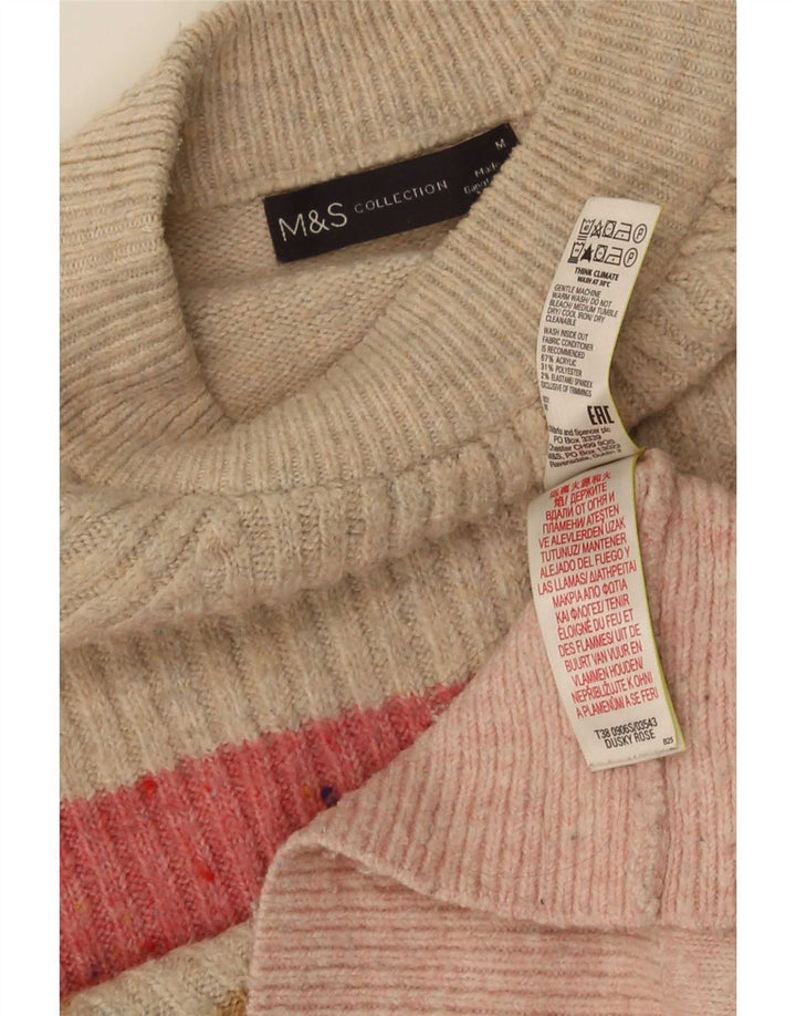 Marks & Spencer Damski sweter z okrągłym dekoltem, UK 16, średni różowy w paski