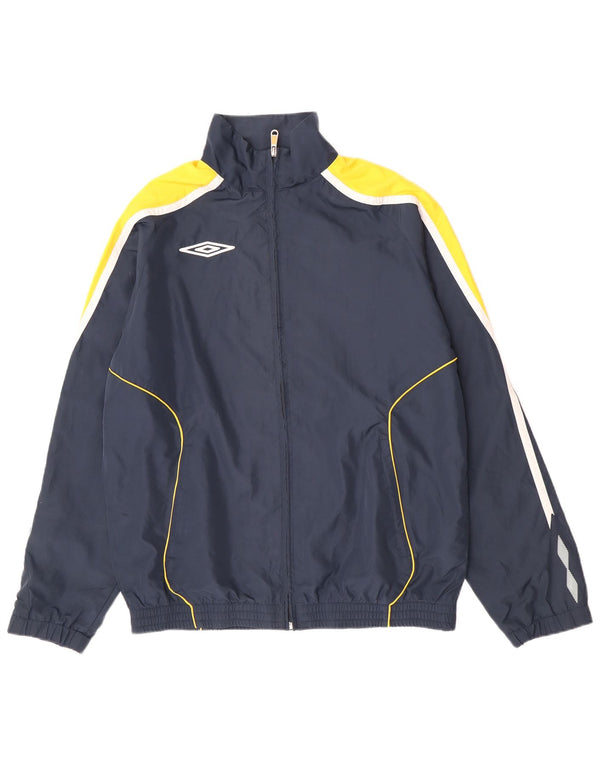 Umbro Mens Tracksuit Top Jacket XL Navy Blue Colourblock Polyester