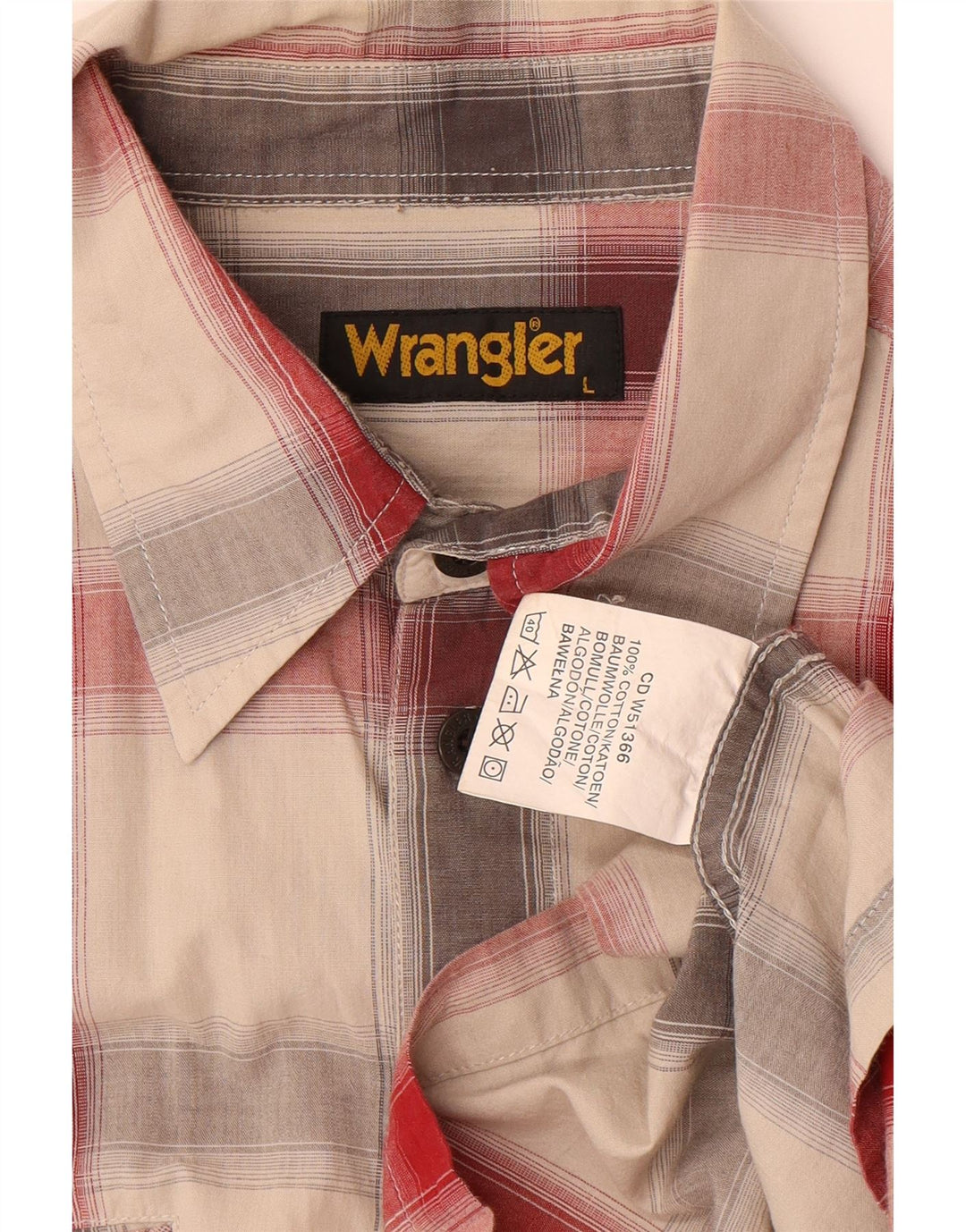 WRANGLER Mens Short Sleeve Shirt Large Grey Check Cotton