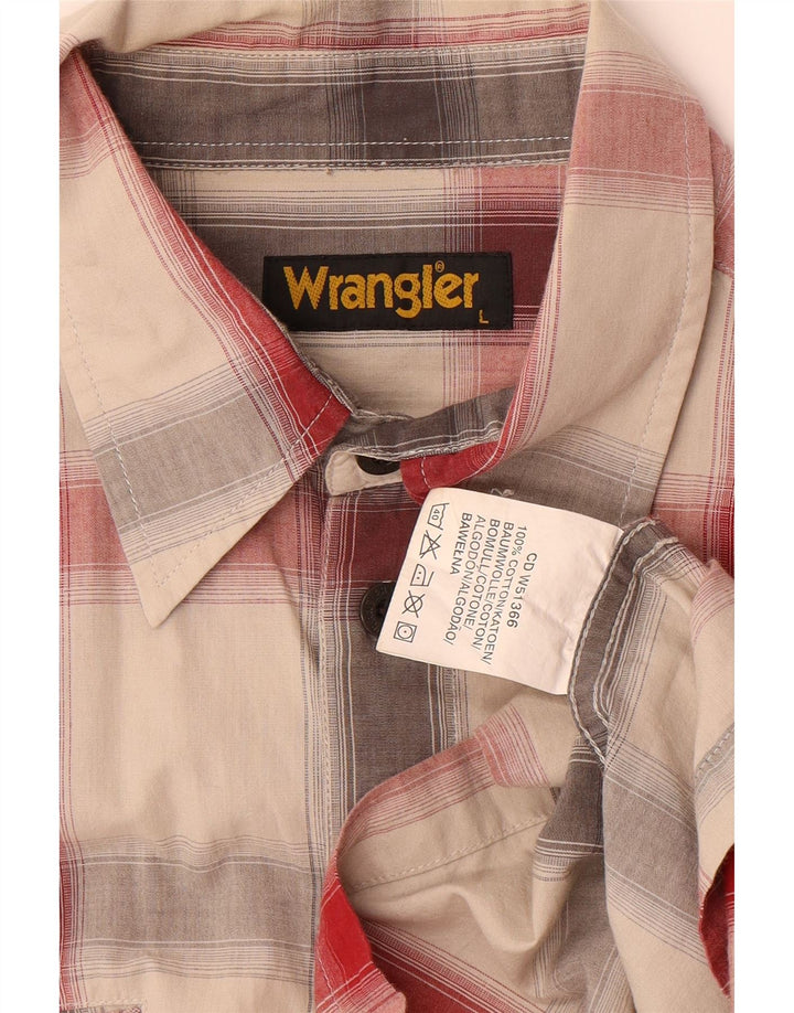 WRANGLER Mens Short Sleeve Shirt Large Grey Check Cotton