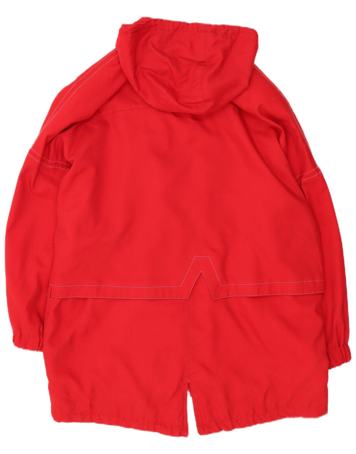 Vintage damska kurtka typu parka z kapturem, oversize UK 10, mała, czerwona, poliester