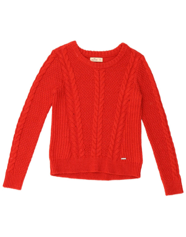 Sweter damski Hollister z dekoltem w łódkę UK 6 XS, czerwony akryl