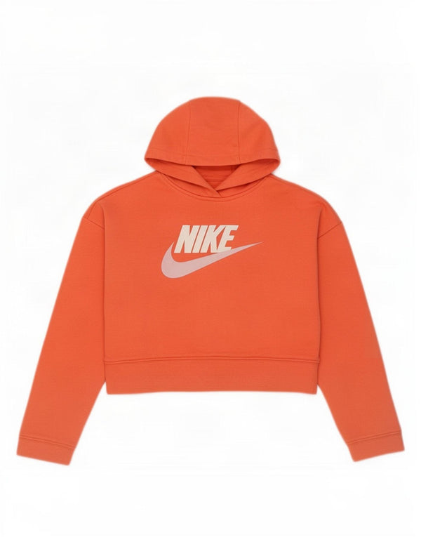 Dziewczęca bluza z kapturem Nike Crop Graphic 10-11 lat, średnia, pomarańczowa, bawełniana