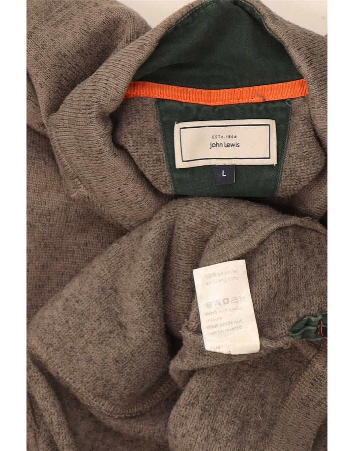 Męski sweter z zapinaną na guziki bluzą John Lewis, duży, szary, nakrapiany poliester