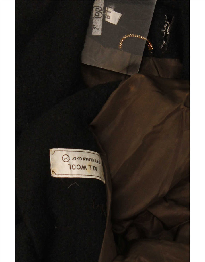 Vintage damski płaszcz z podwójnymi piersiami UK 18 XL, czarna wełna
