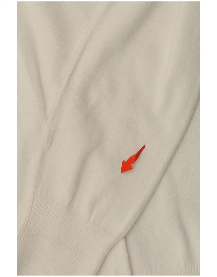 Sweter damski ZARA z dekoltem w kształcie litery V, UK 14, duży, biały