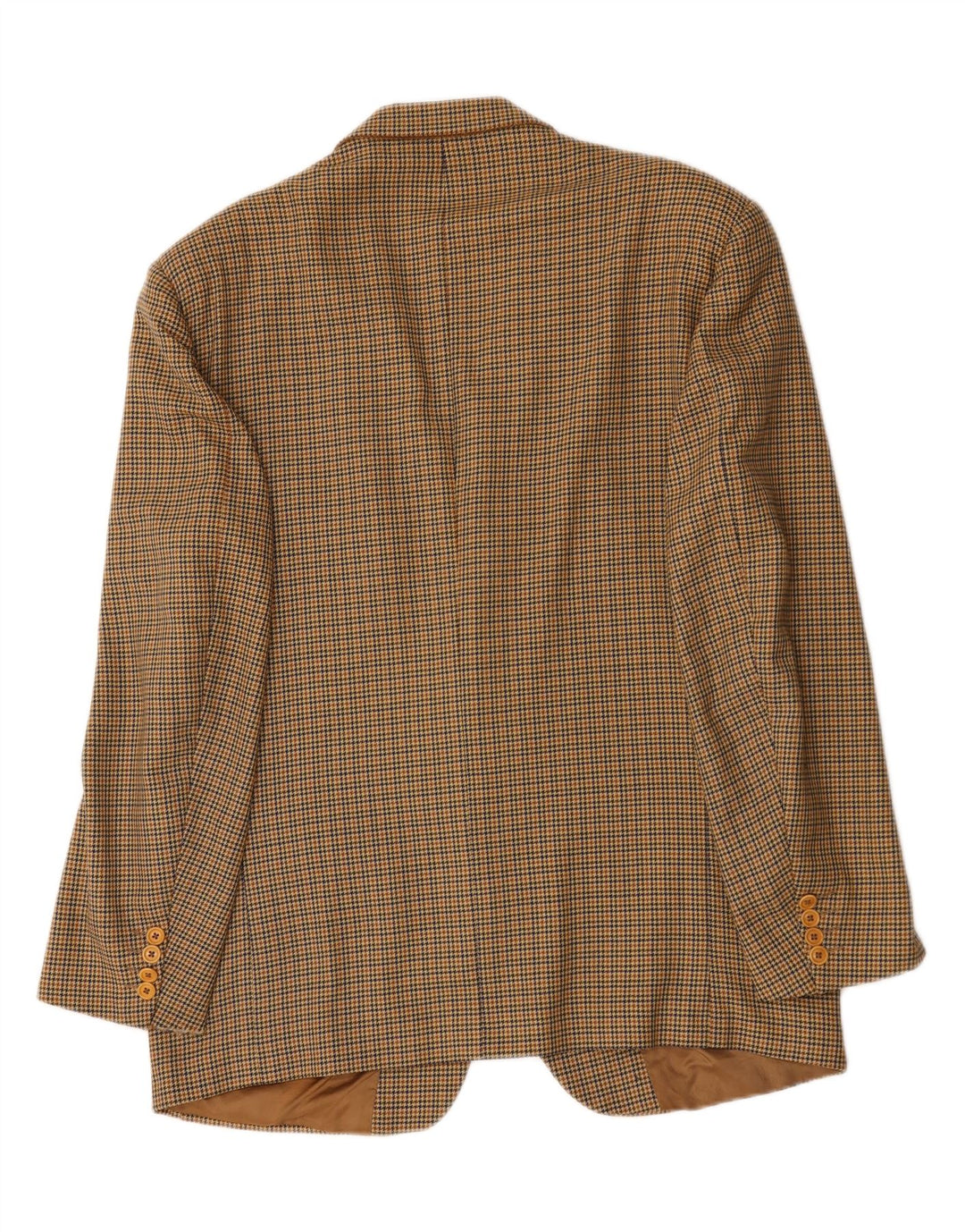 Vintage męska marynarka zapinana na 2 guziki IT 54 2XL brązowa dziewicza wełna w pepitkę