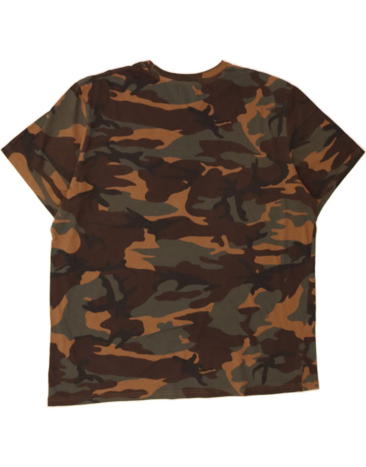 DECATHLON Mens T-Shirt Top 2XL Brown Camouflage Vintage Decathlon and Second-Hand Decathlon from Messina Hembry 