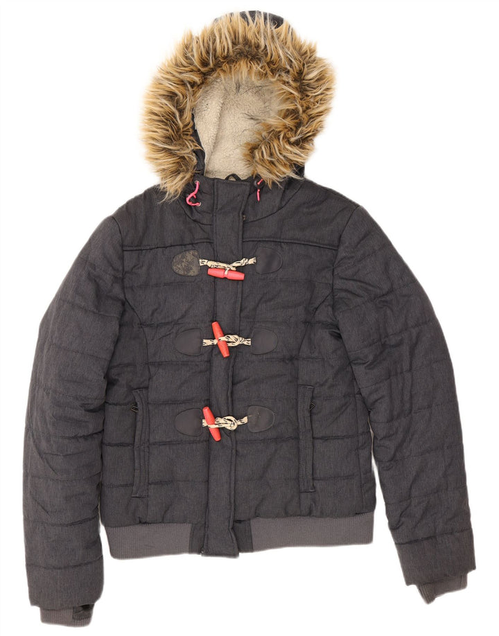 Damska ocieplana kurtka z kapturem Superdry UK 12, średni granatowy poliester