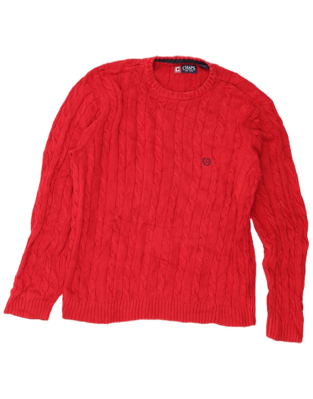 Męski sweter z wycięciem pod szyją Chaps, duży, czerwony, bawełniany