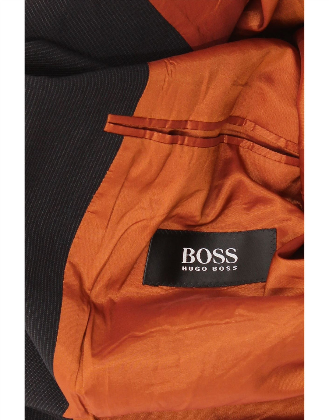HUGO BOSS Mens 3 Button Blazer Jacket IT 48 Medium Navy Blue Pinstripe