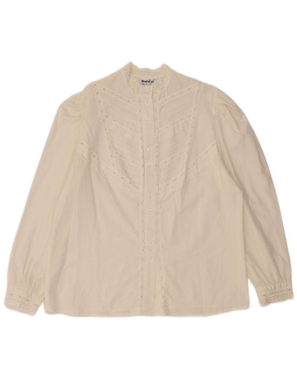 Damska bluzka koszulowa MEICO EU 44 XL, biała w kwiaty