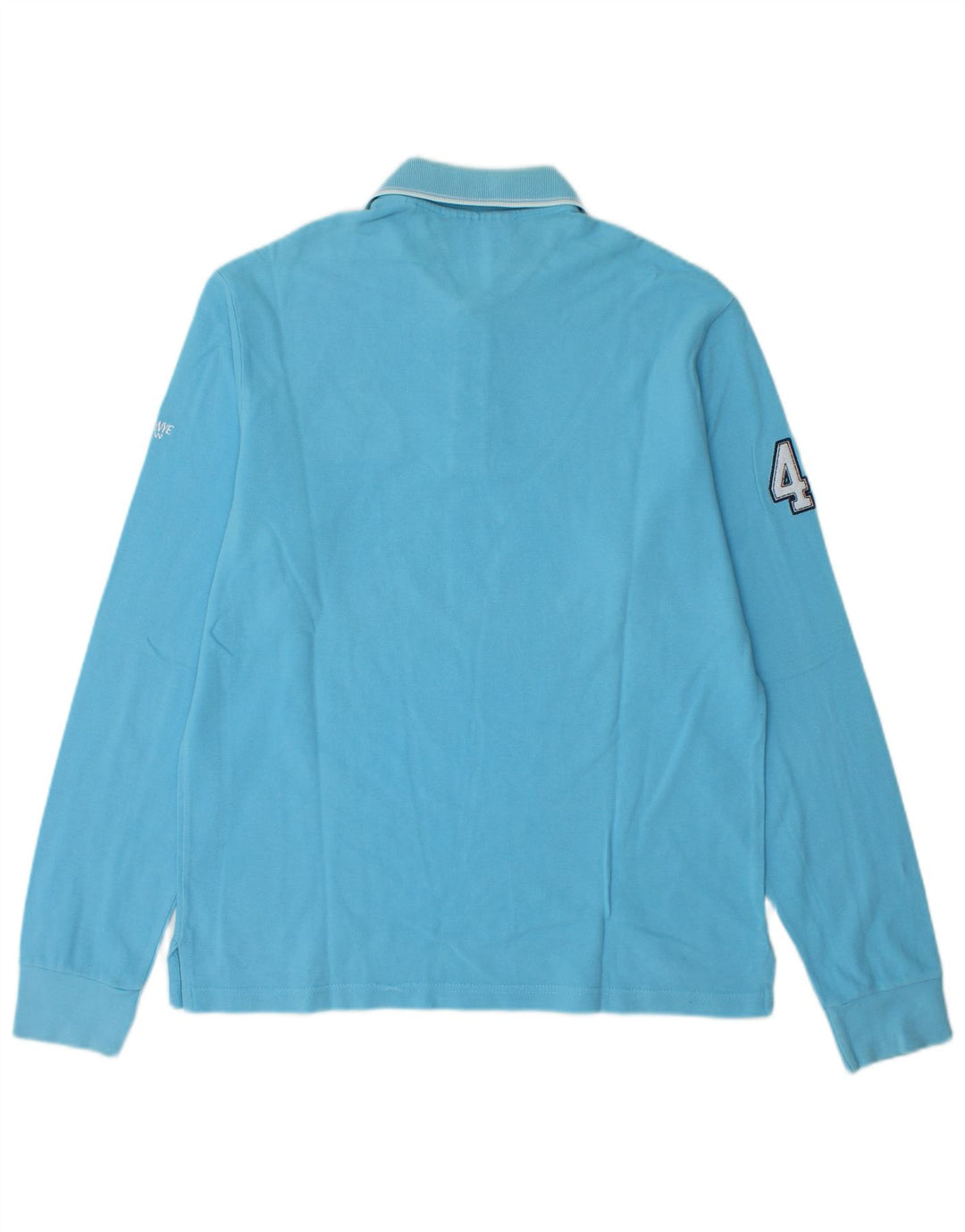 Męska koszulka polo z długim rękawem i grafiką MURPHY & NYE, duża, niebieska, bawełniana