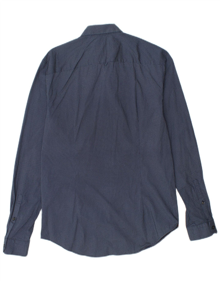 SUPERDRY Męska koszula slim fit, mała, bawełniana w granatowe cętki