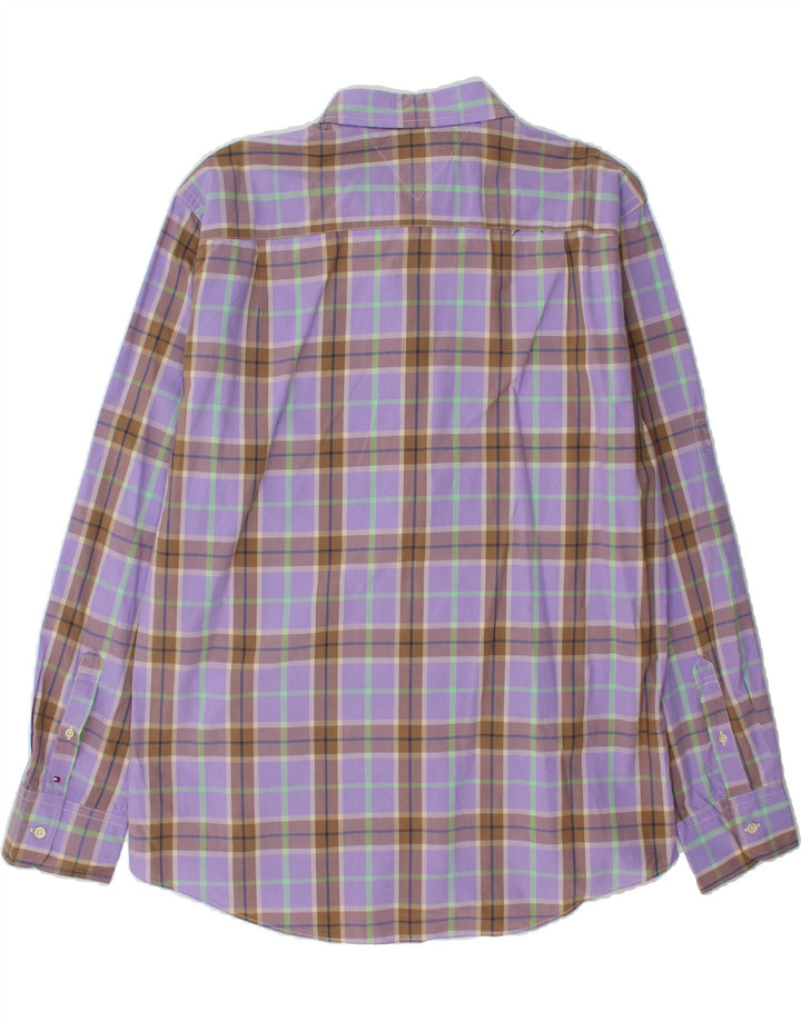 TOMMY HILFIGER Mens Slim Fit Shirt Large Purple Check Vintage Tommy Hilfiger and Second-Hand Tommy Hilfiger from Messina Hembry 
