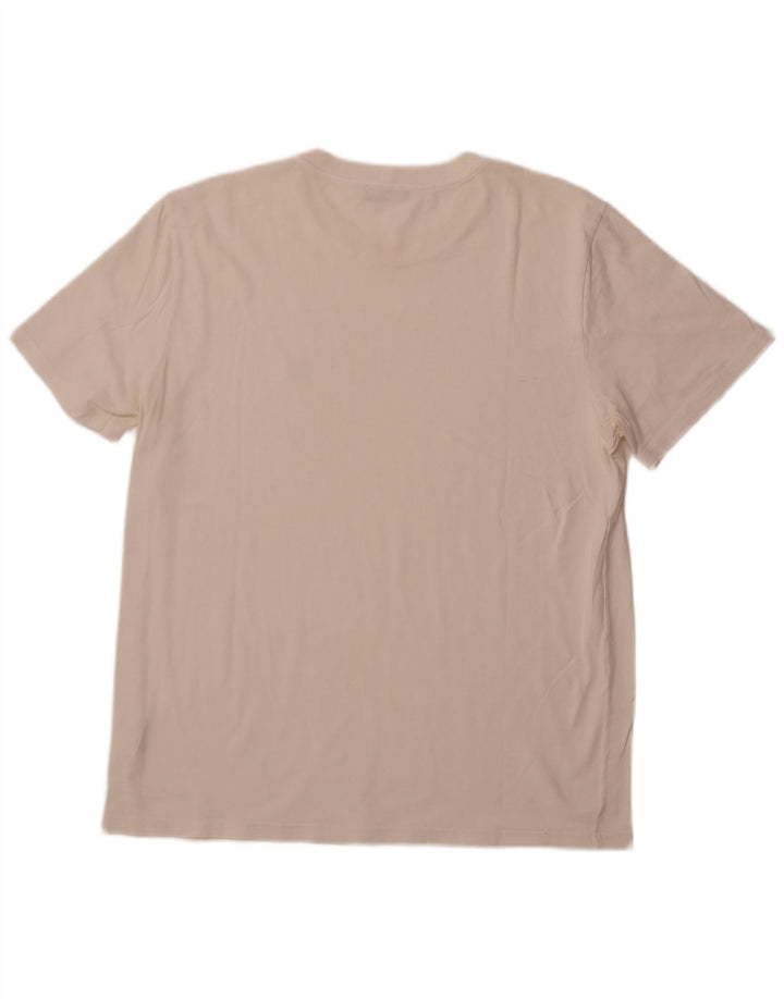 BENETTON Męski T-shirt Top Duży Biały Bawełniany