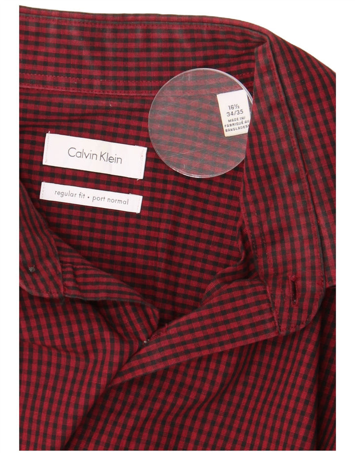 Koszula męska CALVIN KLEIN o regularnym kroju, rozmiar 16 1/2, duża, czerwona bawełniana kratka