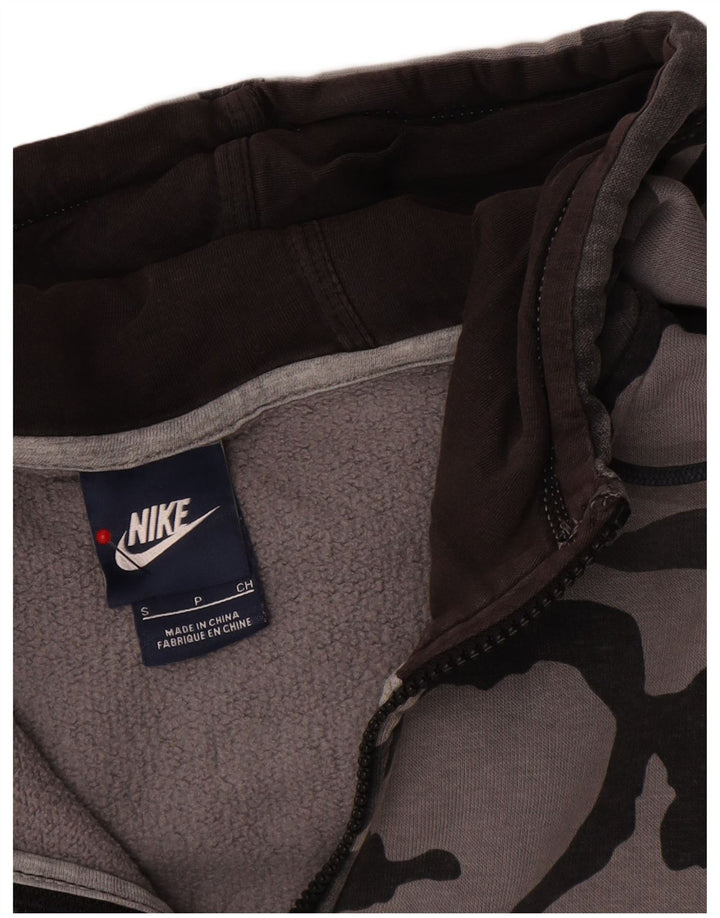 Męski sweter z kapturem i zamkiem Nike, mały, szary, bawełniany kamuflaż